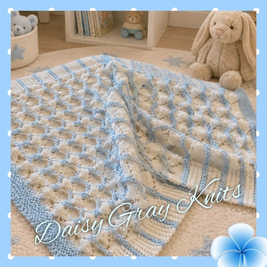 Knitting pattern ~ Dara Baby Blanket in DK Yarn ~ ENGLISH ~ PDF Download