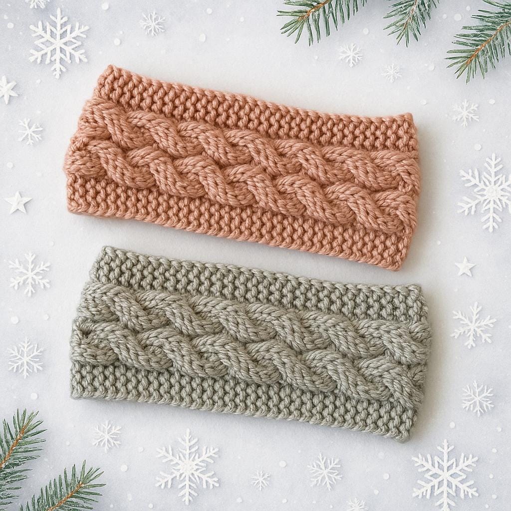 Knitting pattern ~ Cosy Cable Headbands / Ear warmers ~ ENGLISH ~ PDF Download