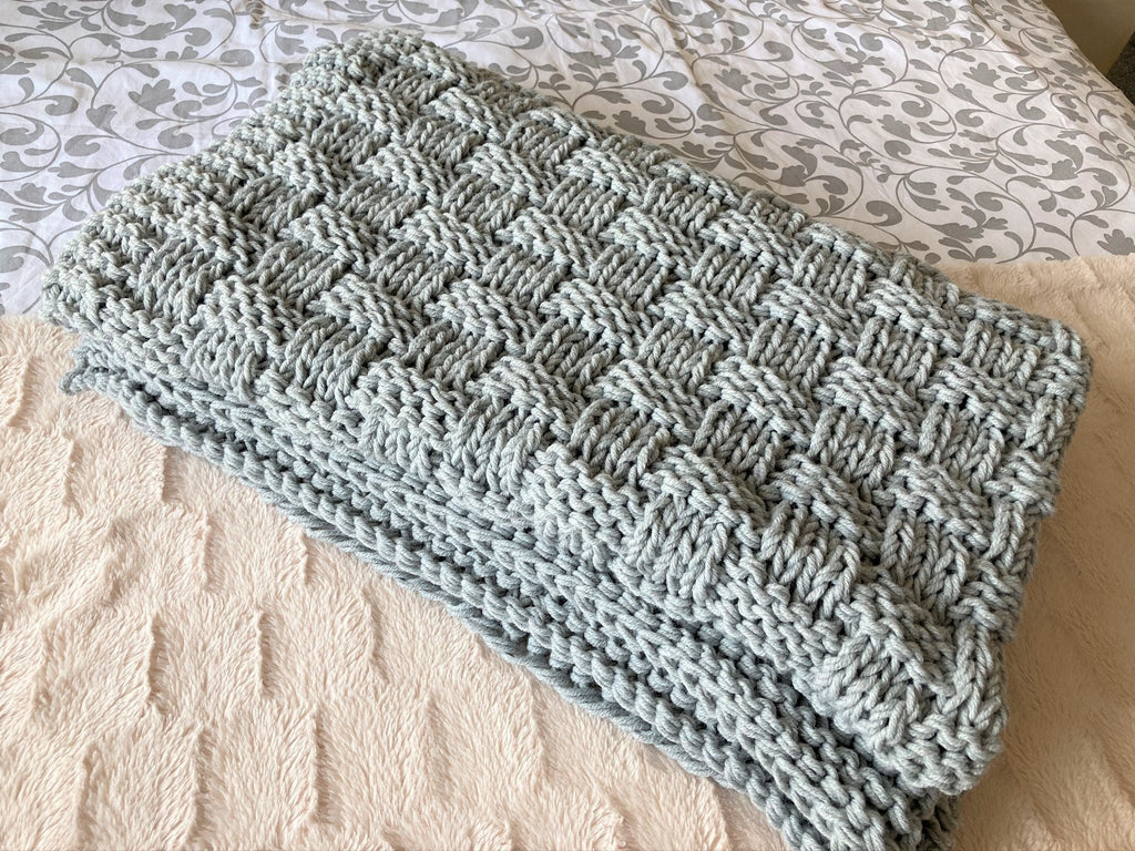 Knitting pattern ~  Chunky Basket Weave Blanket / Sofa Throw ~ ENGLISH ~ PDF Download