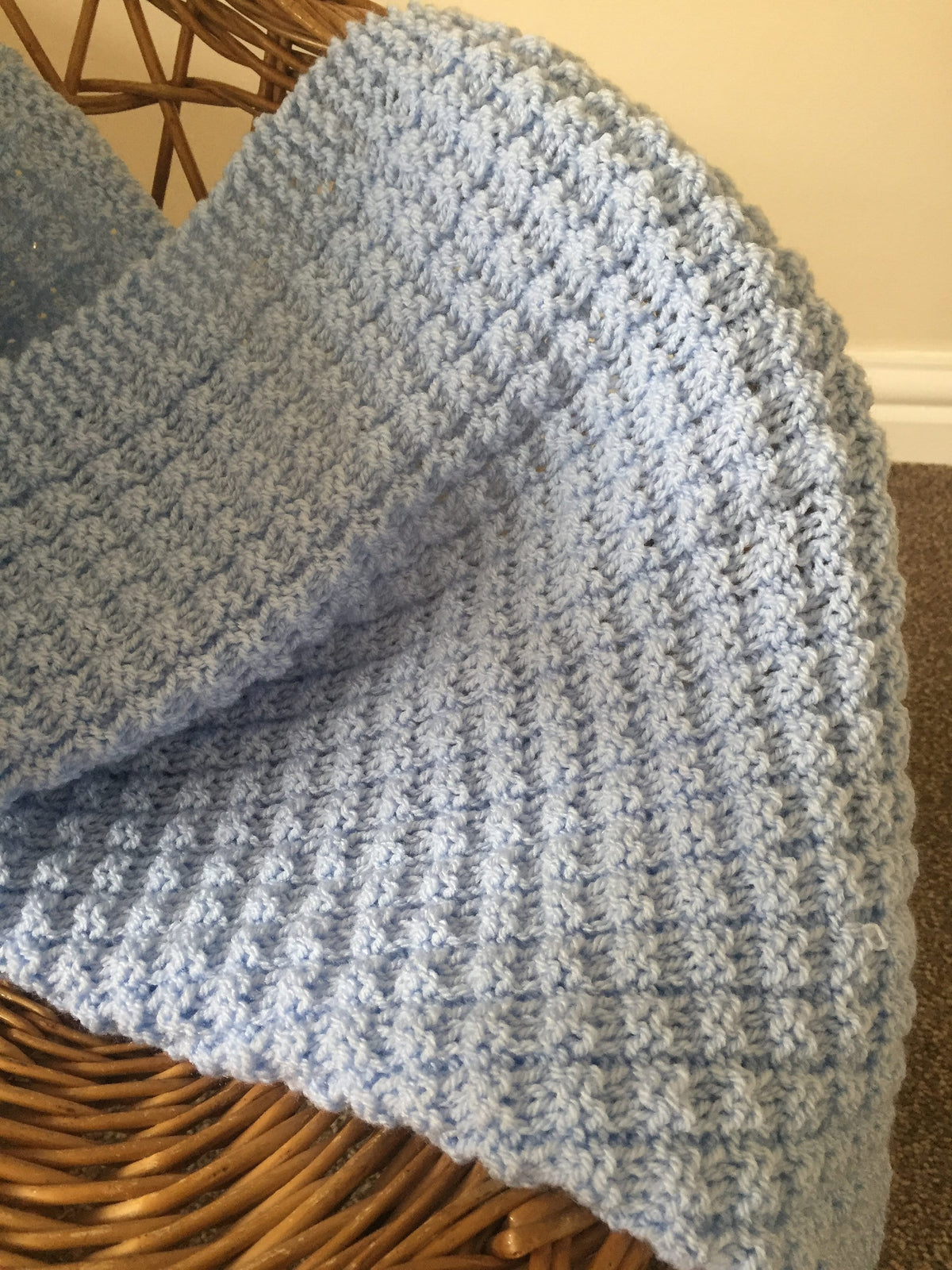 Knitting pattern ~ Simple Waffle Baby Blanket Pattern ~ENGLISH ~ PDF Download