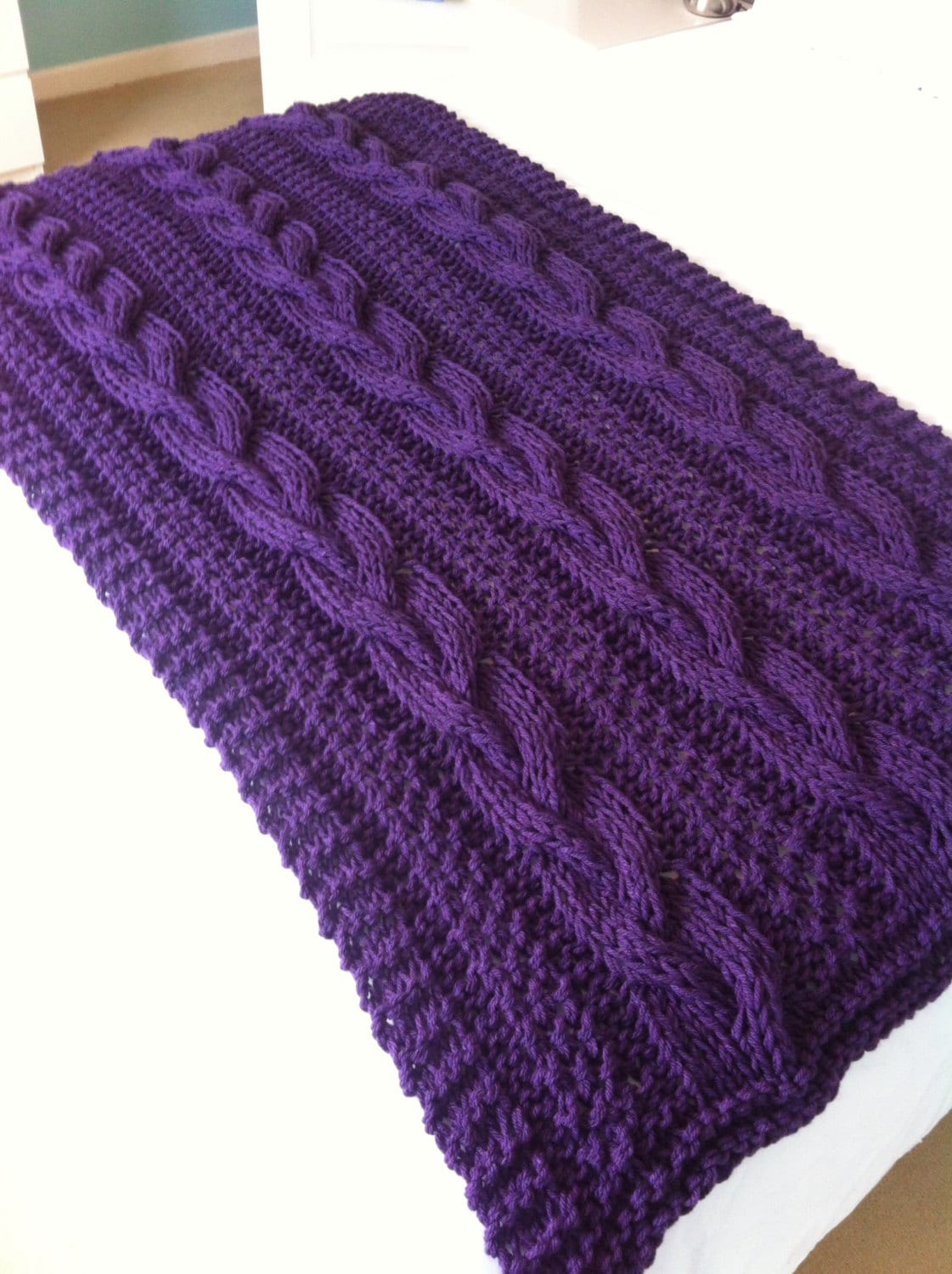 Knitting pattern ~ Braided Cable Chunky Blanket / Throw ~ ENGLISH ~ PDF Download