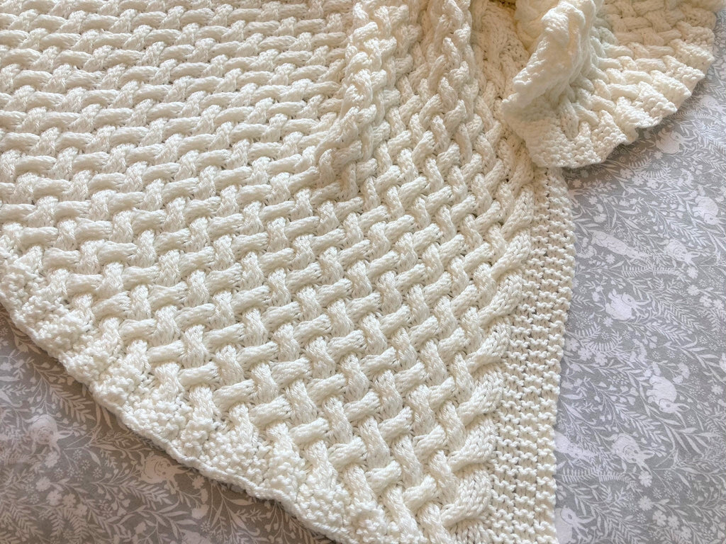 Knitting Pattern ~ Wicker Basketweave ~ Baby Blanket ~ Multiple Sizes ~ ENGLISH ~  PDF Download