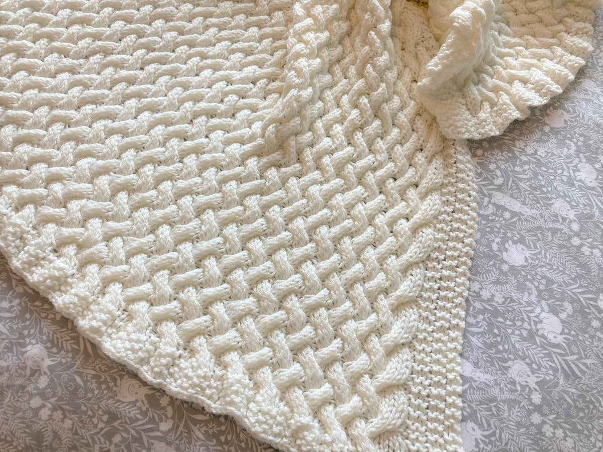 Knitting Pattern ~ Wicker Basketweave ~ Baby Blanket ~ Multiple Sizes ~ ENGLISH ~  PDF Download