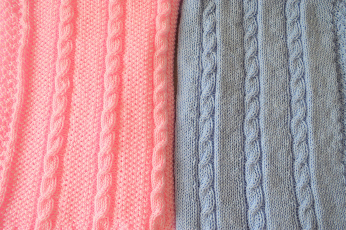 Knitting pattern ~ Cable Baby Blankets ~ Two simple designs in DK yarn ~ ENGLISH PDF Download