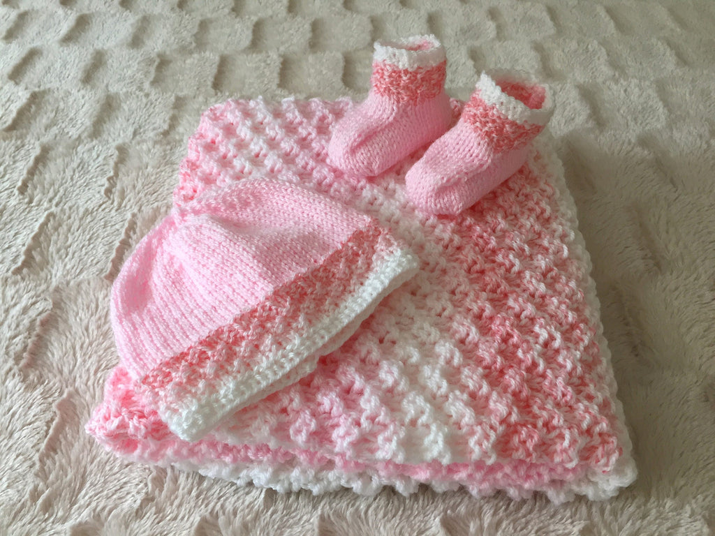 Knitting pattern ~ Colour Change New Baby Blanket Set ~ ENGLISH ~ PDF Download