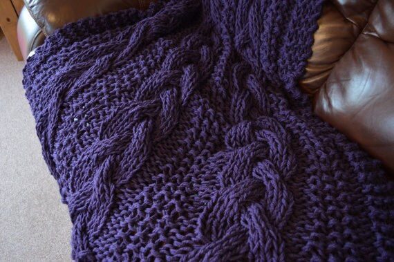 Knitting pattern ~ Braided Cable Chunky Blanket / Throw ~ ENGLISH ~ PDF Download