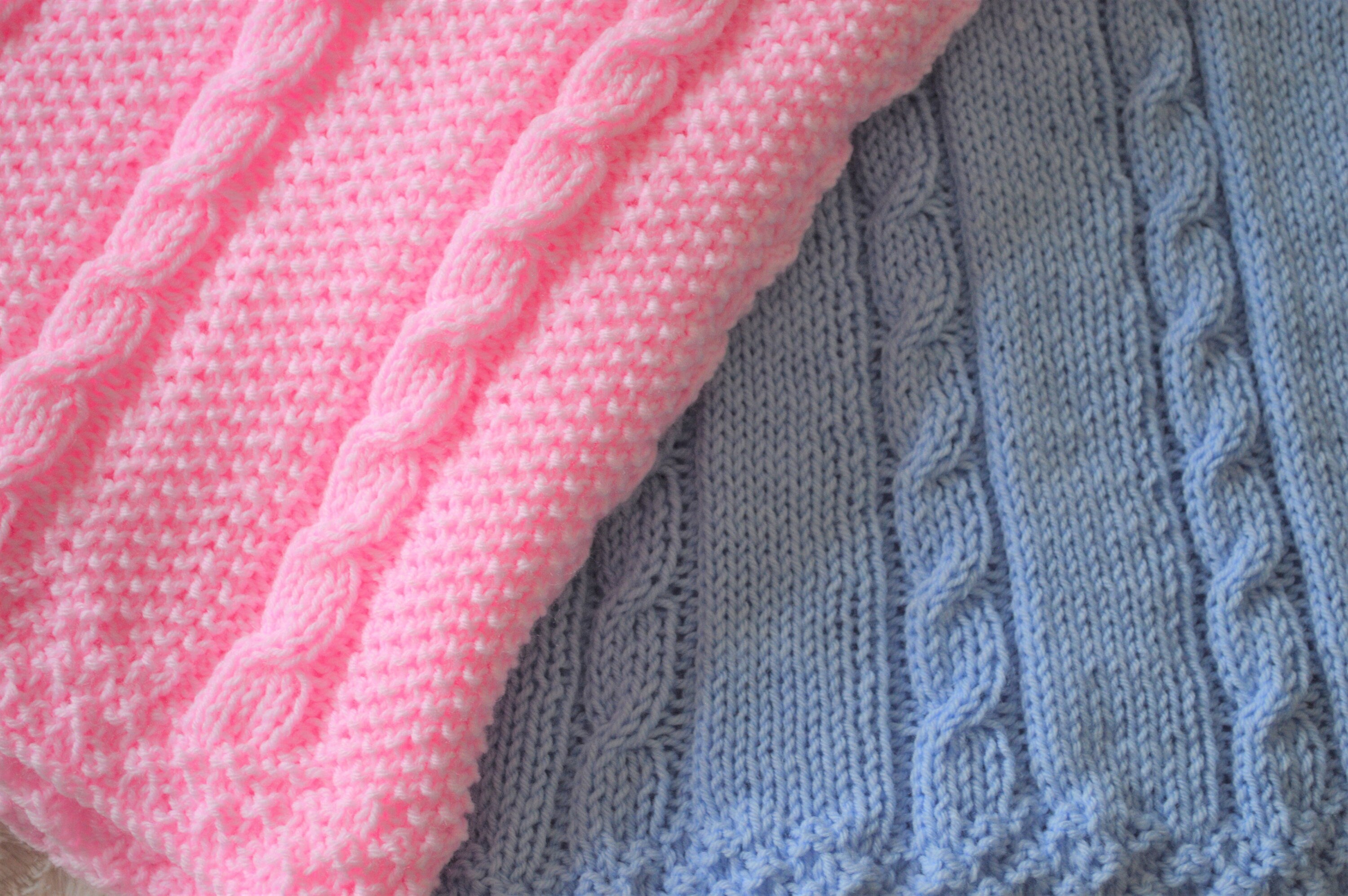 Knitting pattern ~ Cable Baby Blankets ~ Two simple designs in DK yarn ~ ENGLISH PDF Download
