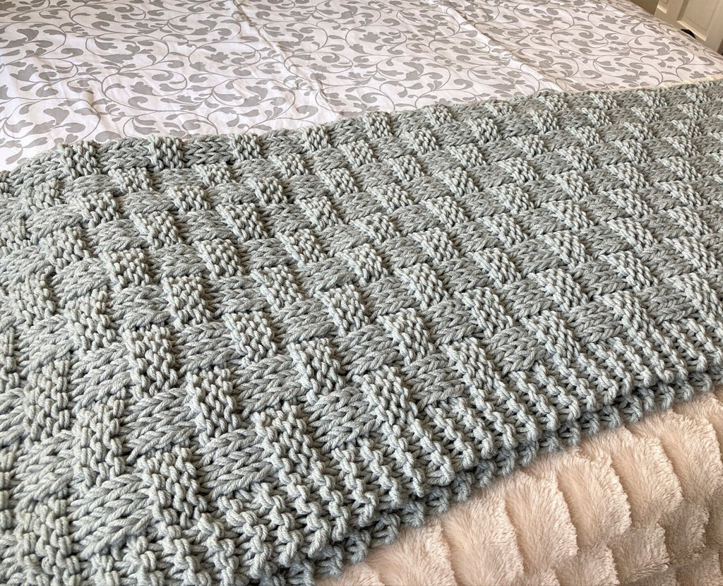 Knitting pattern ~  Chunky Basket Weave Blanket / Sofa Throw ~ ENGLISH ~ PDF Download