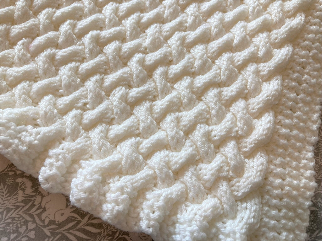 Knitting Pattern ~ Wicker Basketweave ~ Baby Blanket ~ Multiple Sizes ~ ENGLISH ~  PDF Download