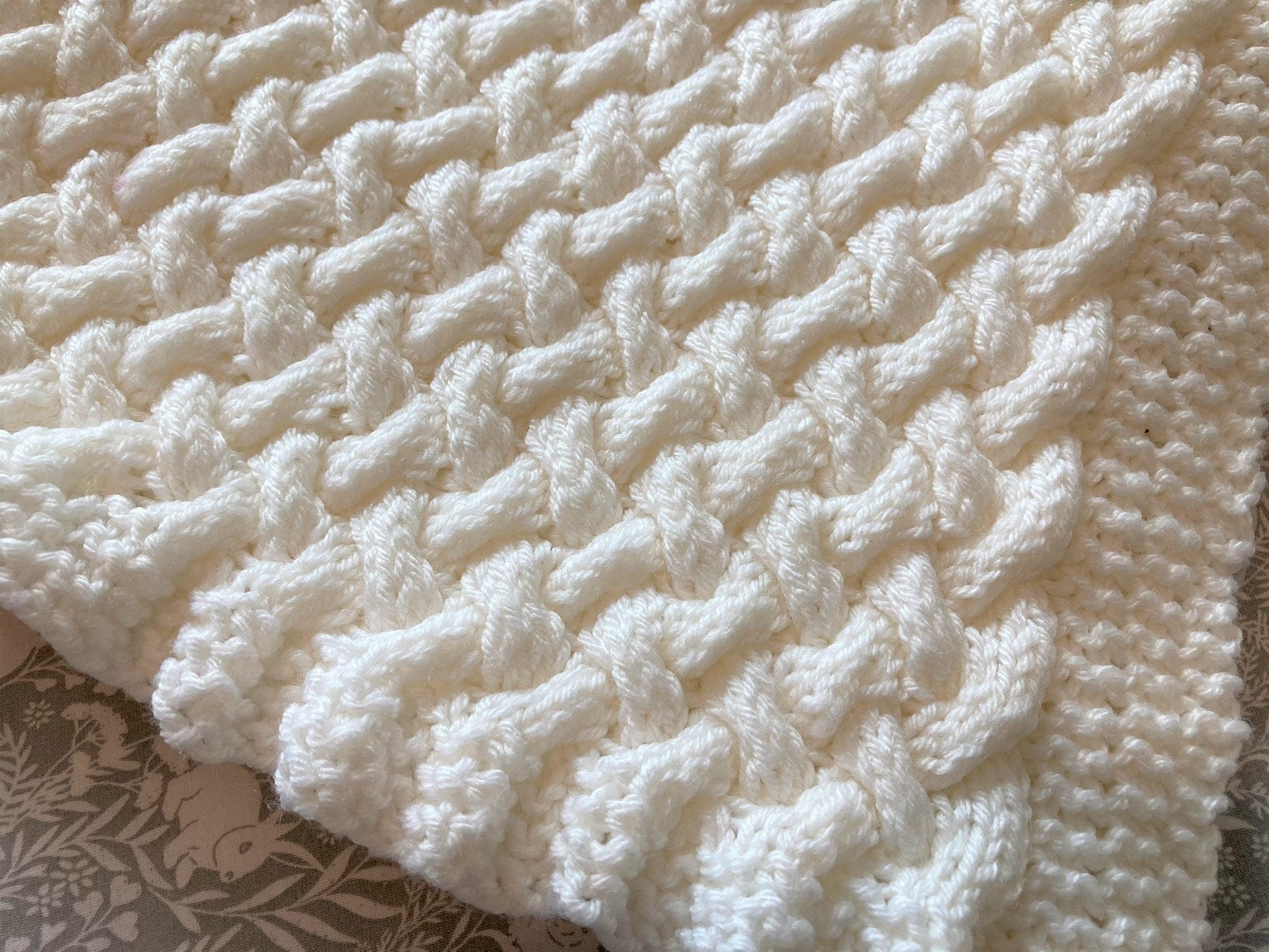 Knitting Pattern ~ Wicker Basketweave ~ Baby Blanket ~ Multiple Sizes ~ ENGLISH ~  PDF Download
