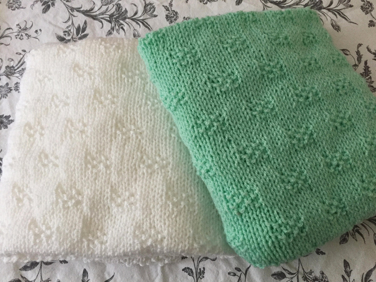 Knitting pattern ~ Moss Checks Baby Blanket ~ ENGLISH ~  PDF Download