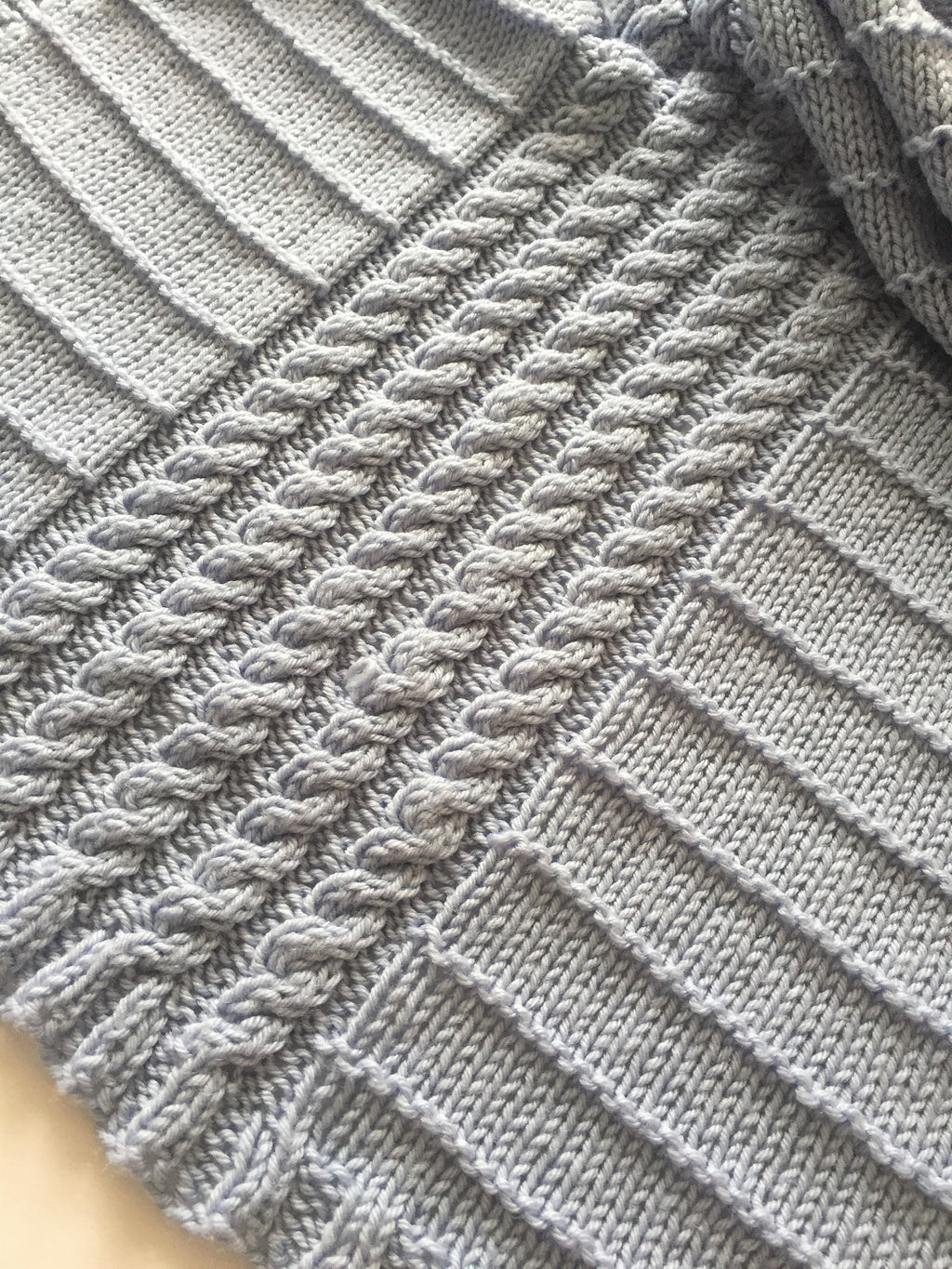 Knitting pattern ~ Cables & Stripes Easy Baby Blanket ~ DK Yarn. ~ ENGLISH ~  PDF Download