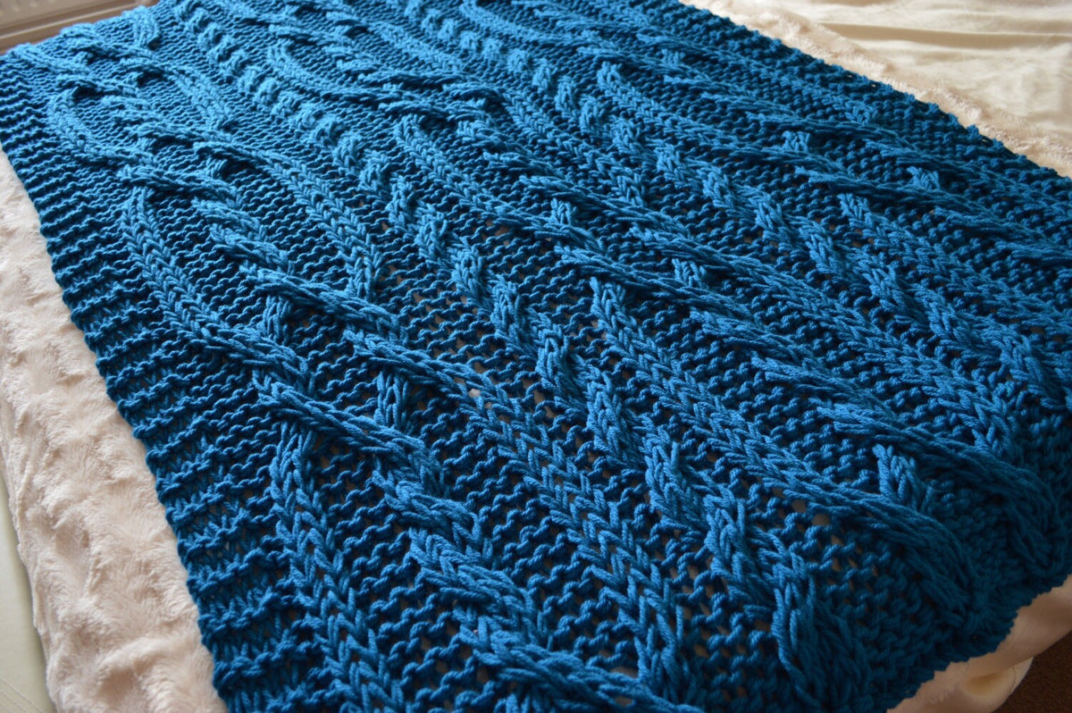 Knitting pattern ~ Snuggly Cable Blanket / Throw. ~ ENGLISH ~  PDF Download