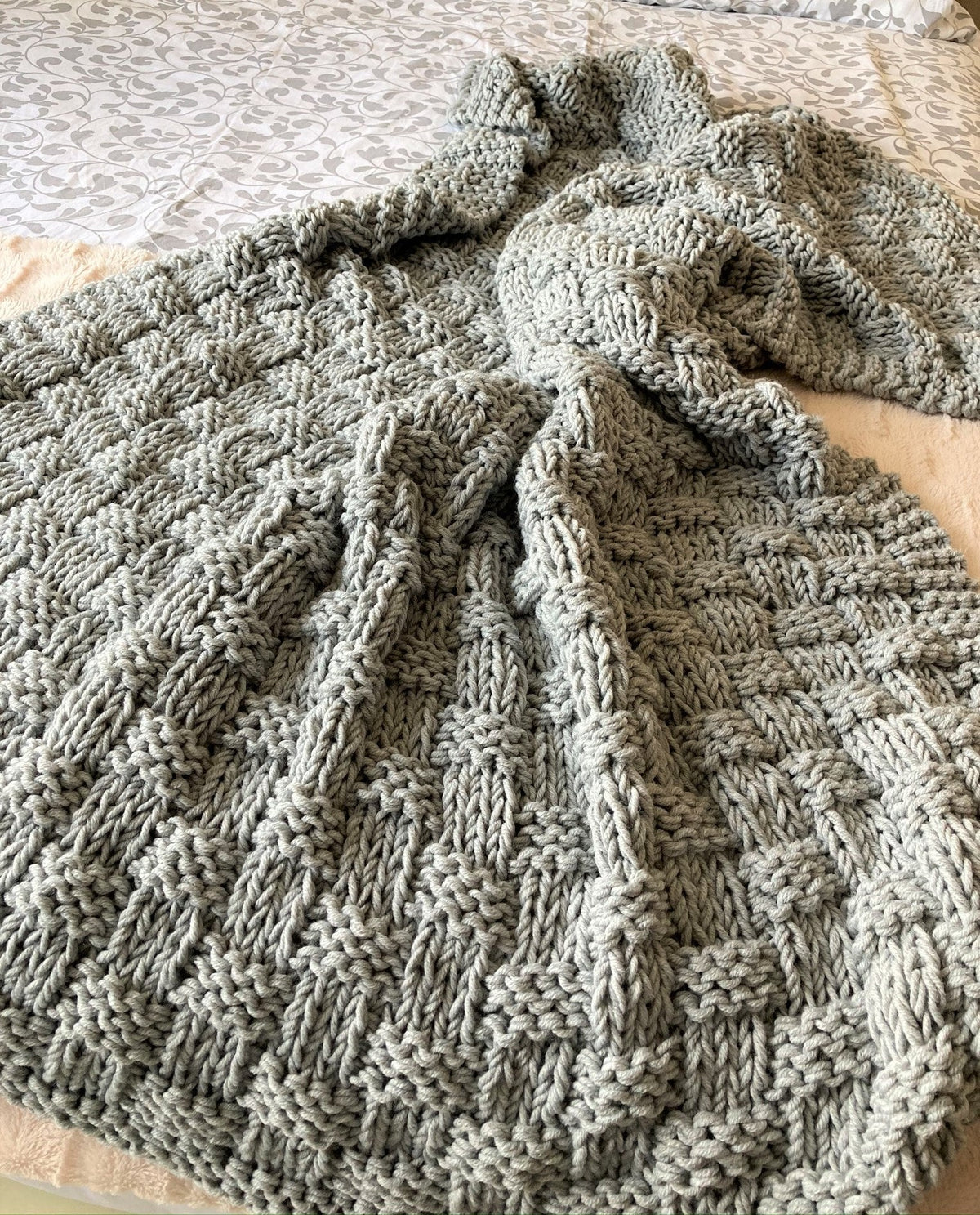 Knitting pattern ~  Chunky Basket Weave Blanket / Sofa Throw ~ ENGLISH ~ PDF Download