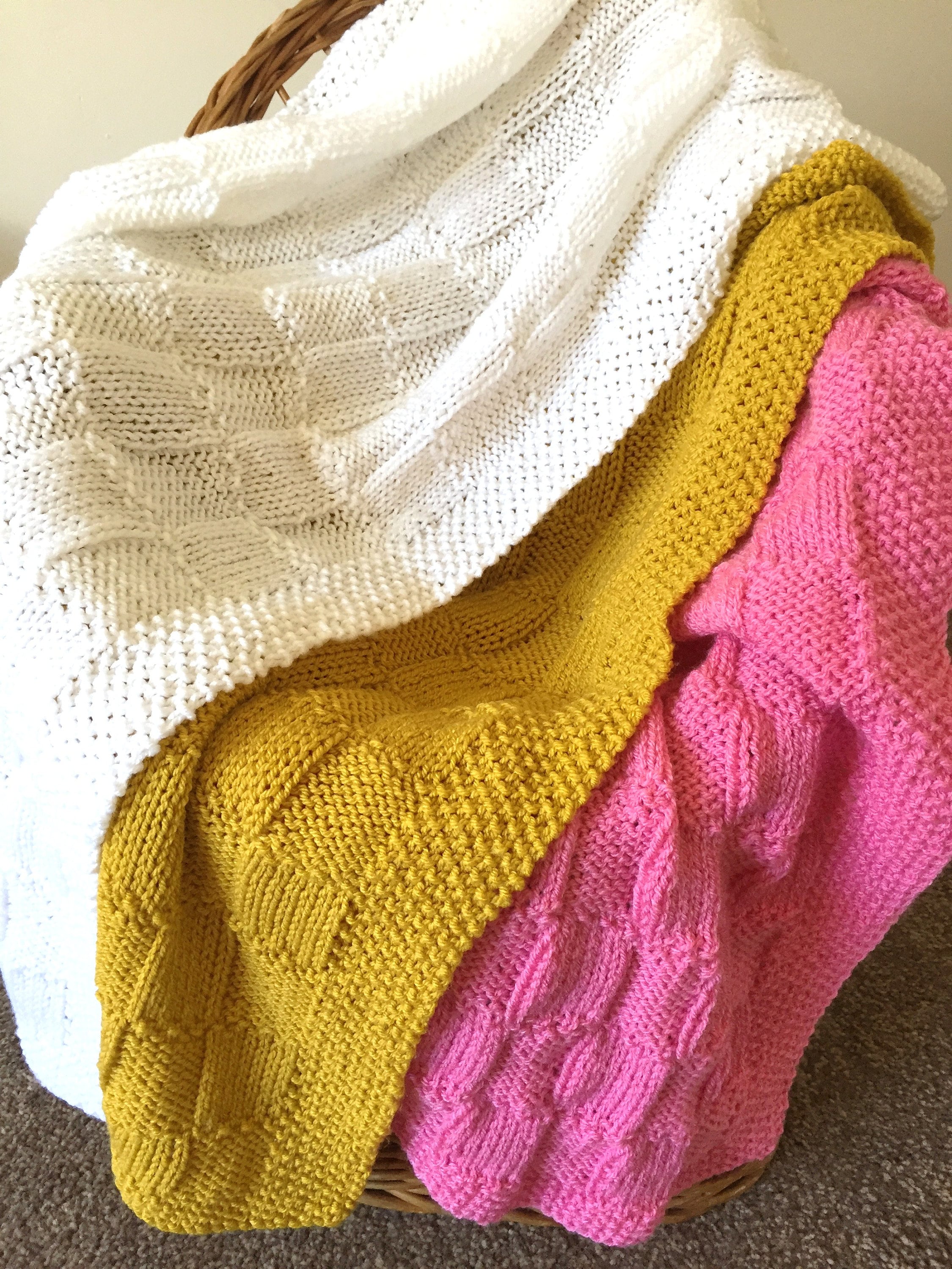 Knitting pattern ~ Checks Baby Blanket  ~ ENGLISH ~ PDF Download