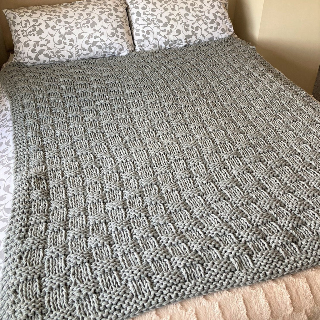 Knitting pattern ~  Chunky Basket Weave Blanket / Sofa Throw ~ ENGLISH ~ PDF Download