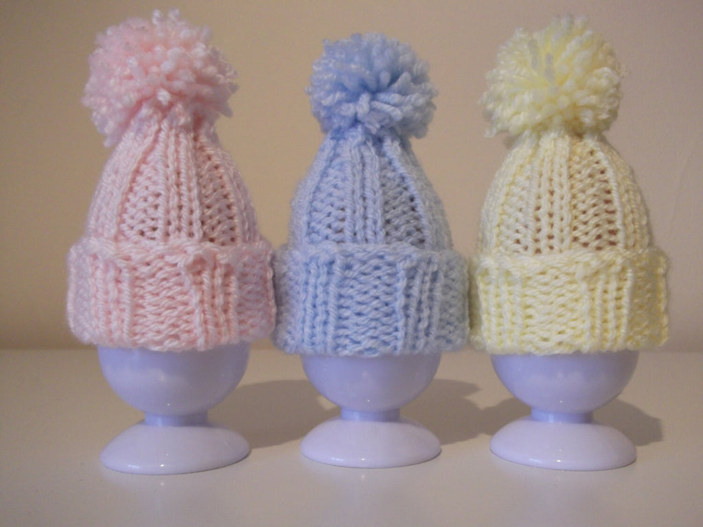 Knitting pattern ~ Tiny Pompom Hat ~ Easter Egg Cosy / Christmas Tree Ornament ~ ENGLISH  ~  PDF Download