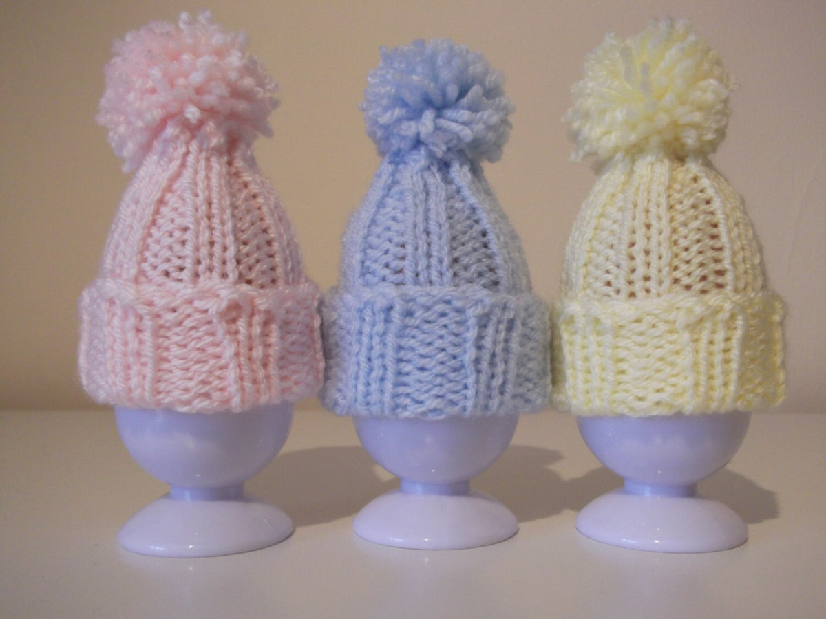 Knitting pattern ~ Tiny Pompom Hat ~ Easter Egg Cosy / Christmas Tree Ornament ~ ENGLISH  ~  PDF Download