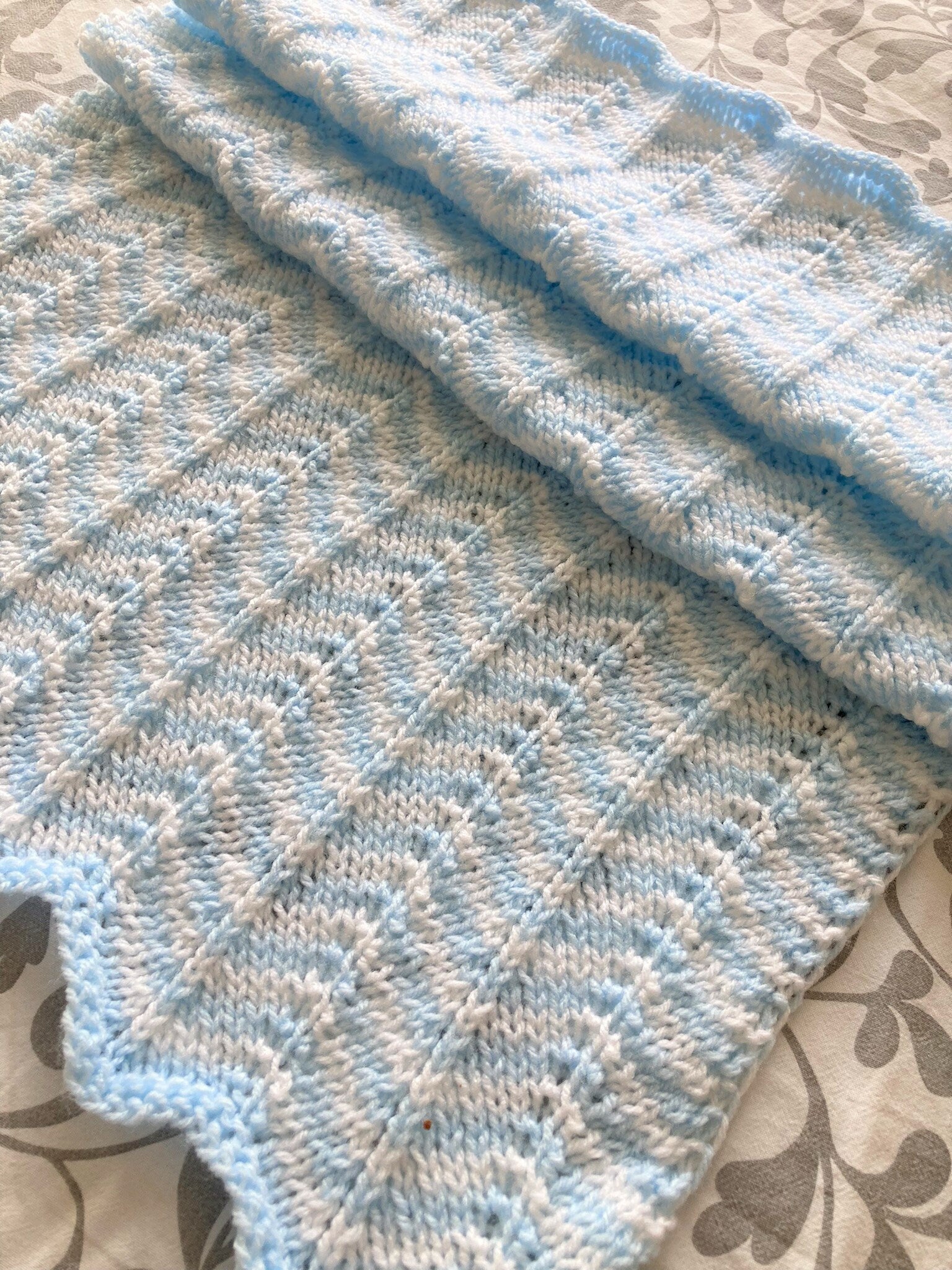 Knitting Pattern ~ Arlo Baby Blanket in DK ~ Chevron Design ~  ENGLISH ~ PDF Download