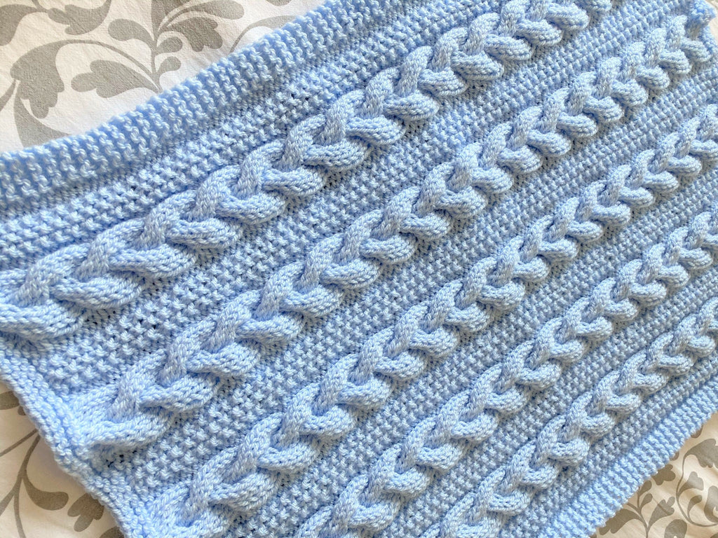 Knitting pattern ~ Braided Cable Baby Blanket ~  ENGLISH ~ PDF Download