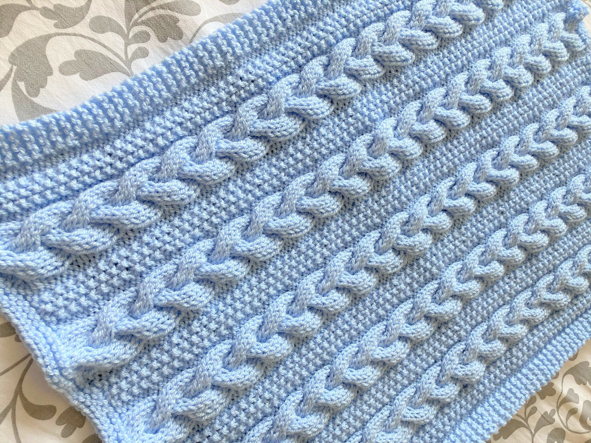 Knitting pattern ~ Braided Cable Baby Blanket ~  ENGLISH ~ PDF Download