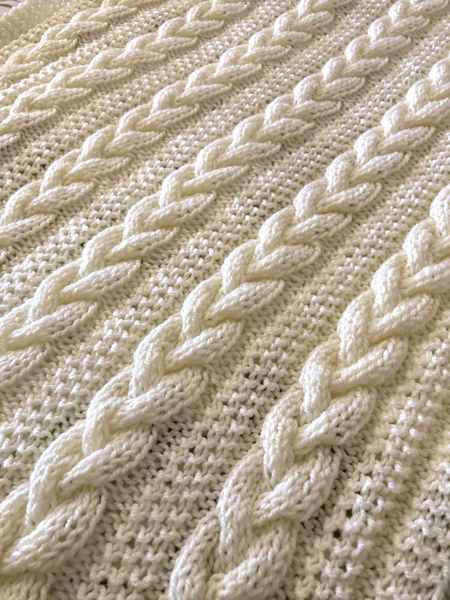 Knitting pattern ~ Braided Cable Baby Blanket ~  ENGLISH ~ PDF Download