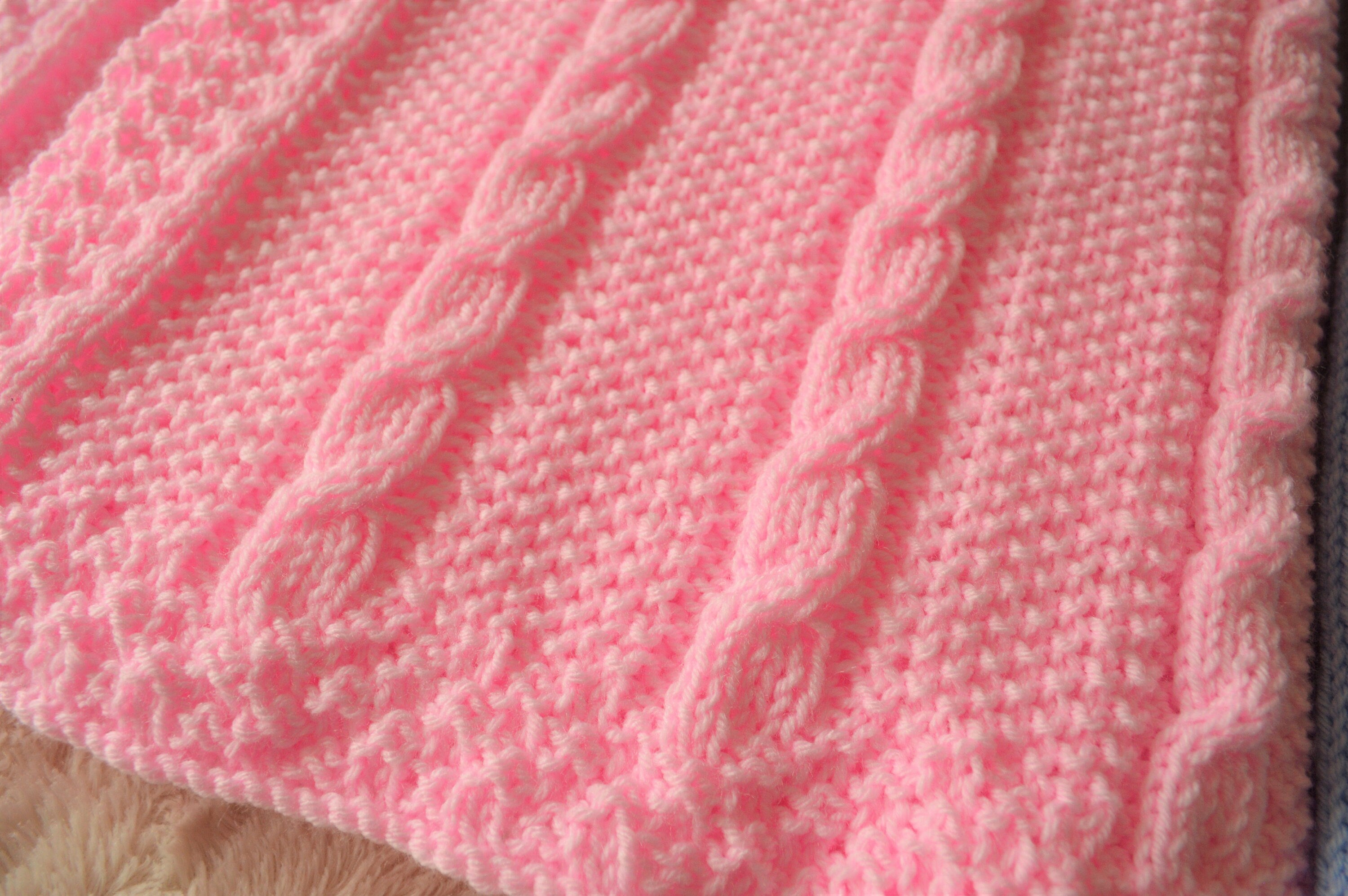Knitting pattern ~ Cable Baby Blankets ~ Two simple designs in DK yarn ~ ENGLISH PDF Download