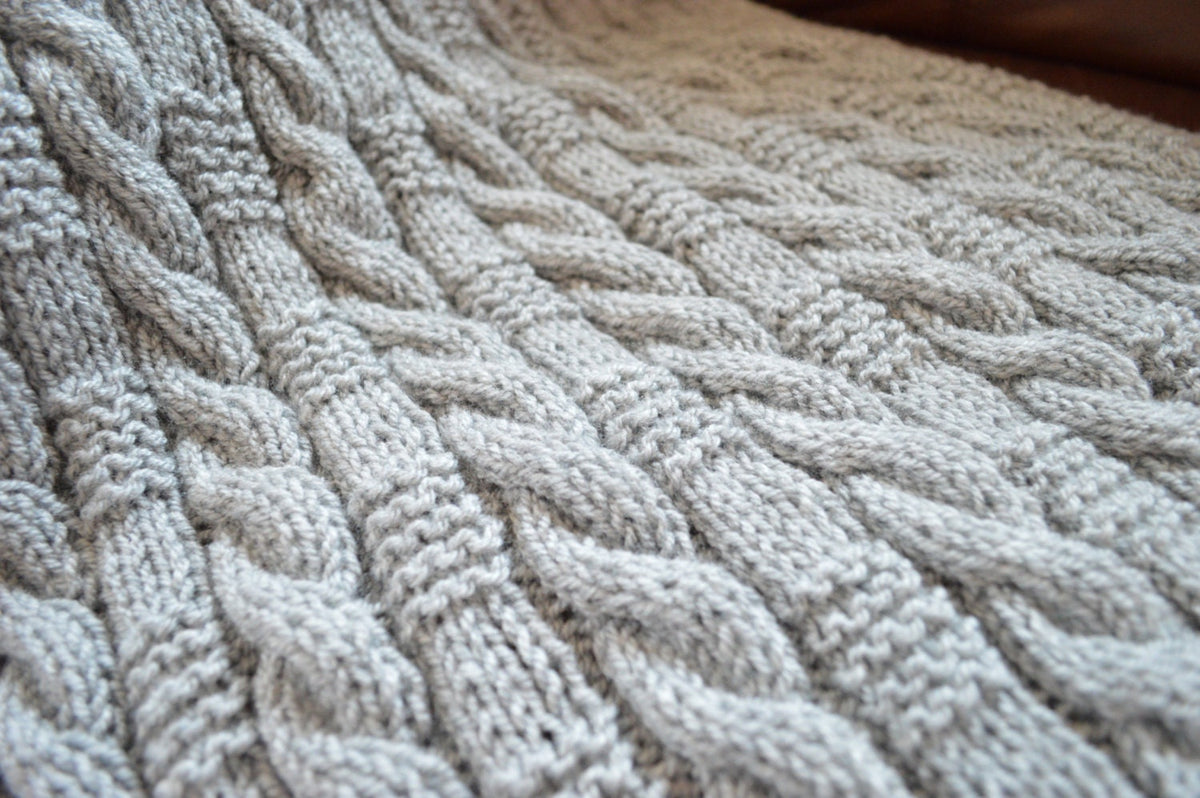 Knitting pattern ~ Cable & Garter Stitch Baby Blanket  ~ ENGLISH ~  PDF Download
