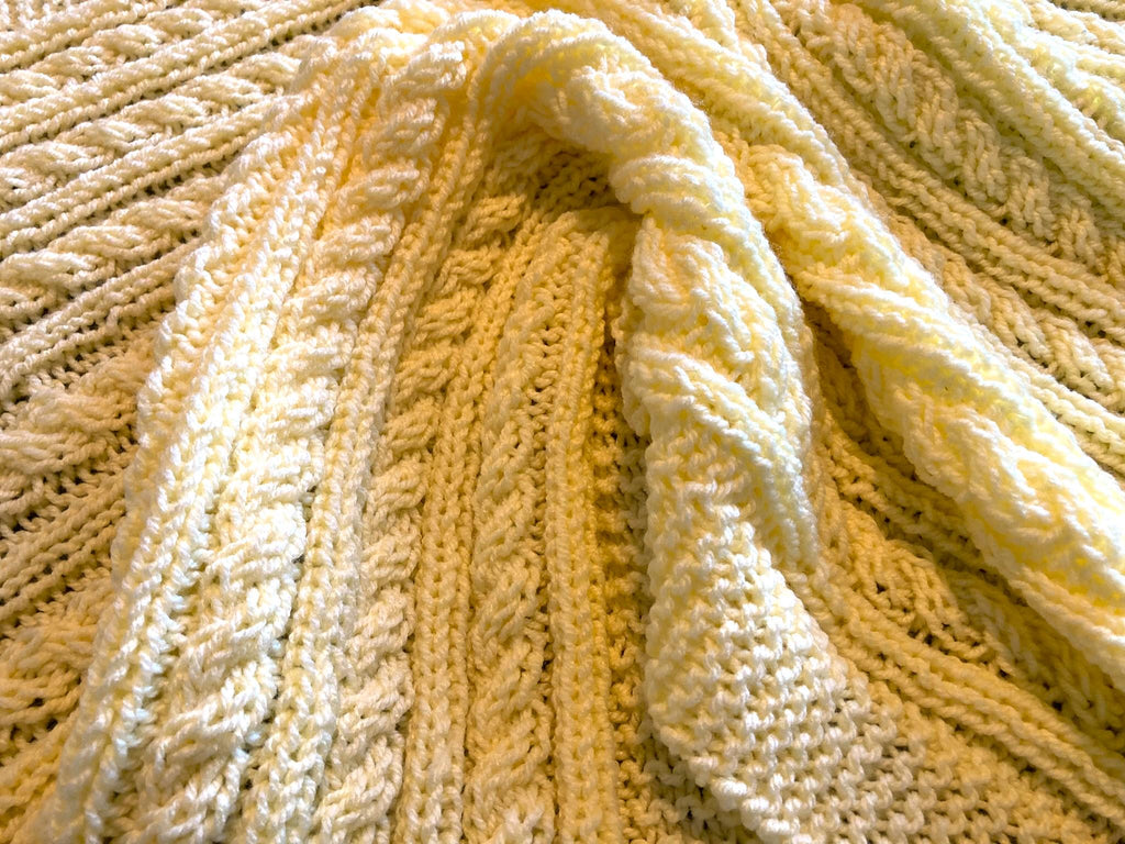 Knitting pattern ~ Easy Cable Baby Blanket in Aran or Chunky yarn ~ ENGLISH ~ PDF Download