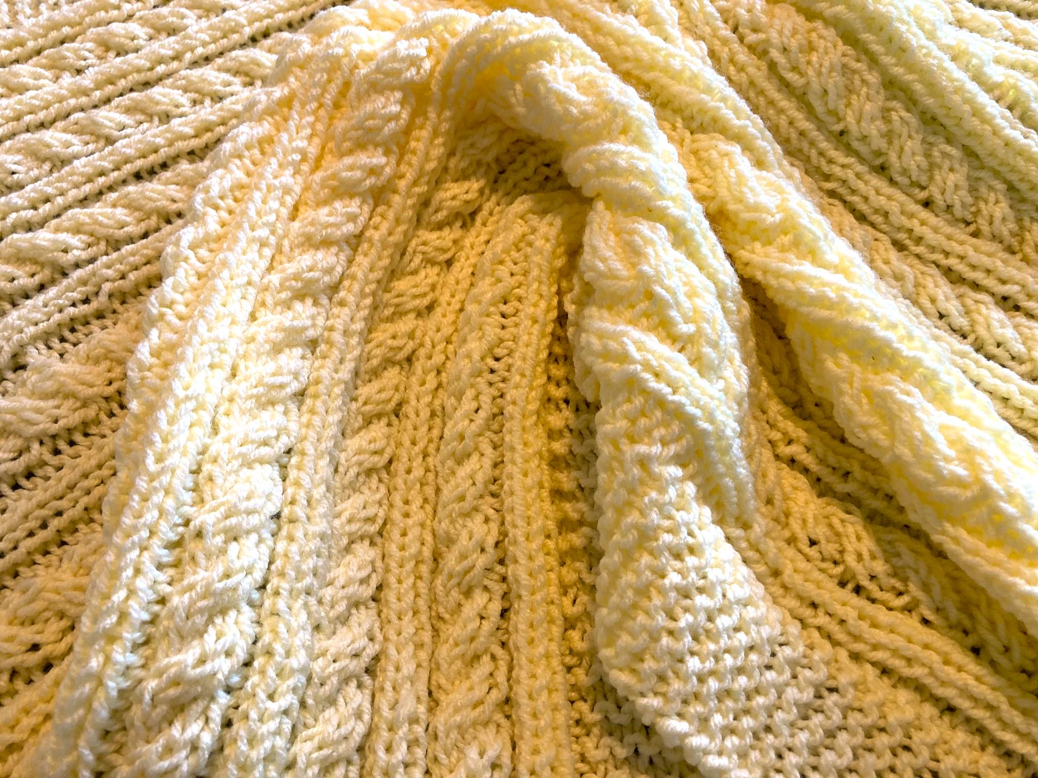 Knitting pattern ~ Easy Cable Baby Blanket in Aran or Chunky yarn ~ ENGLISH ~ PDF Download