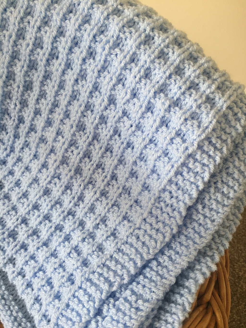 Knitting pattern ~ Simple Waffle Baby Blanket Pattern ~ENGLISH ~ PDF Download