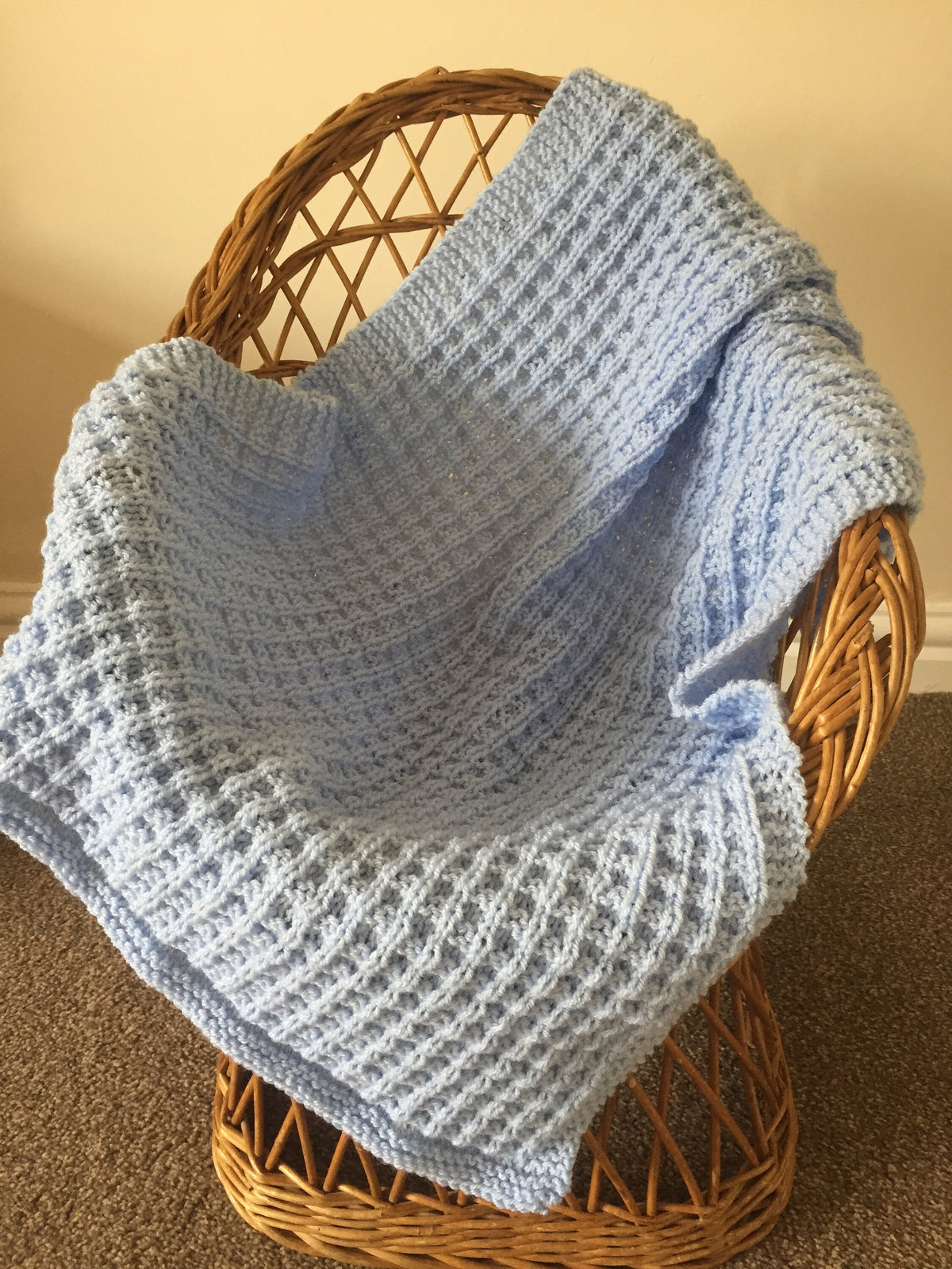 Knitting pattern ~ Simple Waffle Baby Blanket Pattern ~ENGLISH ~ PDF Download