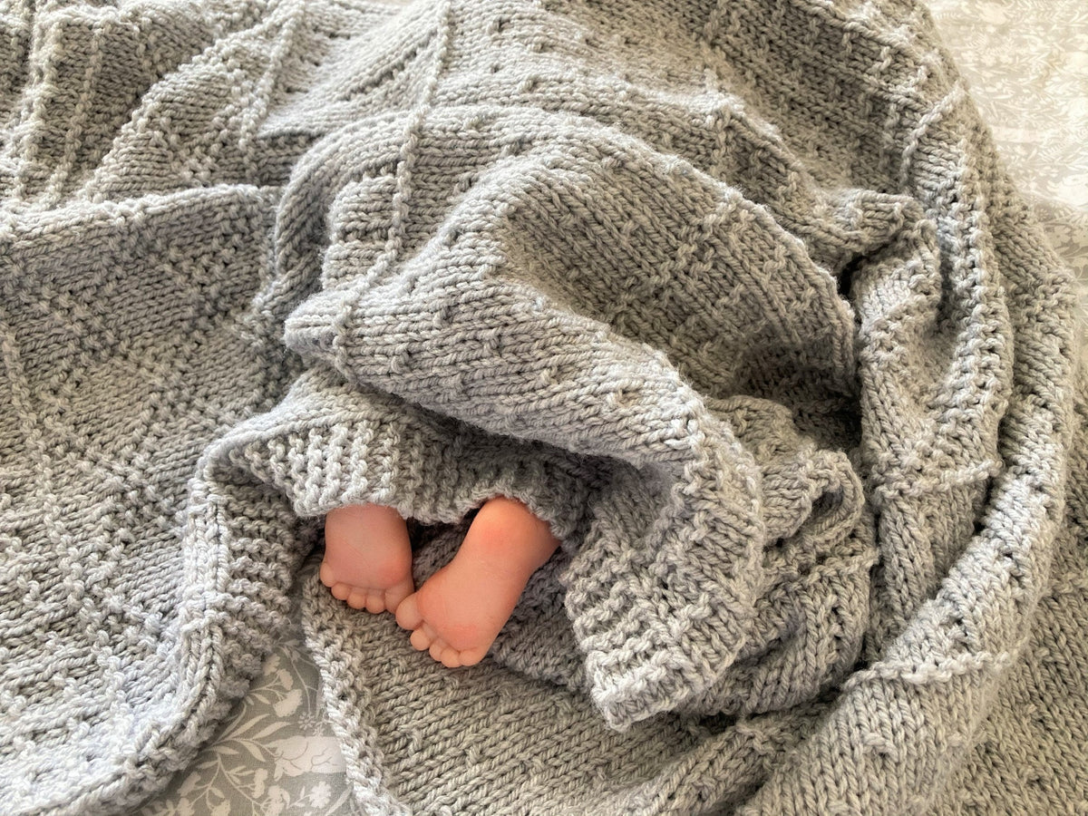 Knitting pattern ~ Easy Sampler Baby Blanket in DK Yarn ~ ENGLISH ~ PDF Download