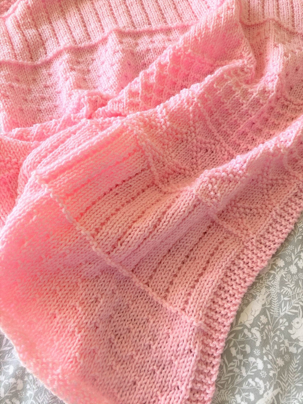 Knitting pattern ~ Easy Sampler Baby Blanket in DK Yarn ~ ENGLISH ~ PDF Download