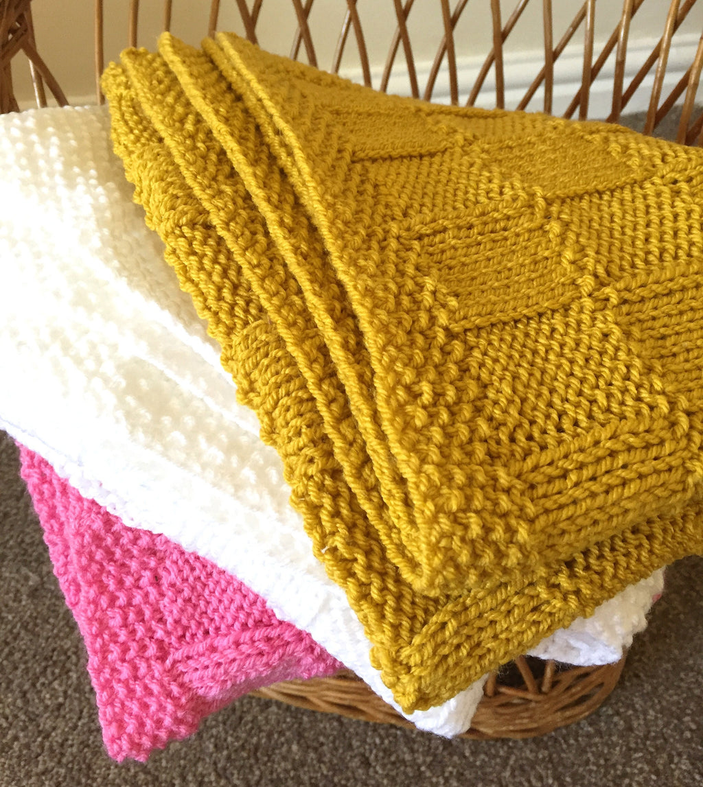 Knitting pattern ~ Checks Baby Blanket  ~ ENGLISH ~ PDF Download