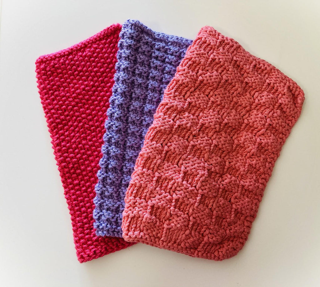 Knitting pattern ~  Cotton Kitchen Cloths / Dishcloths ~ 3 Designs ~ ENGLISH ~  PDF Download