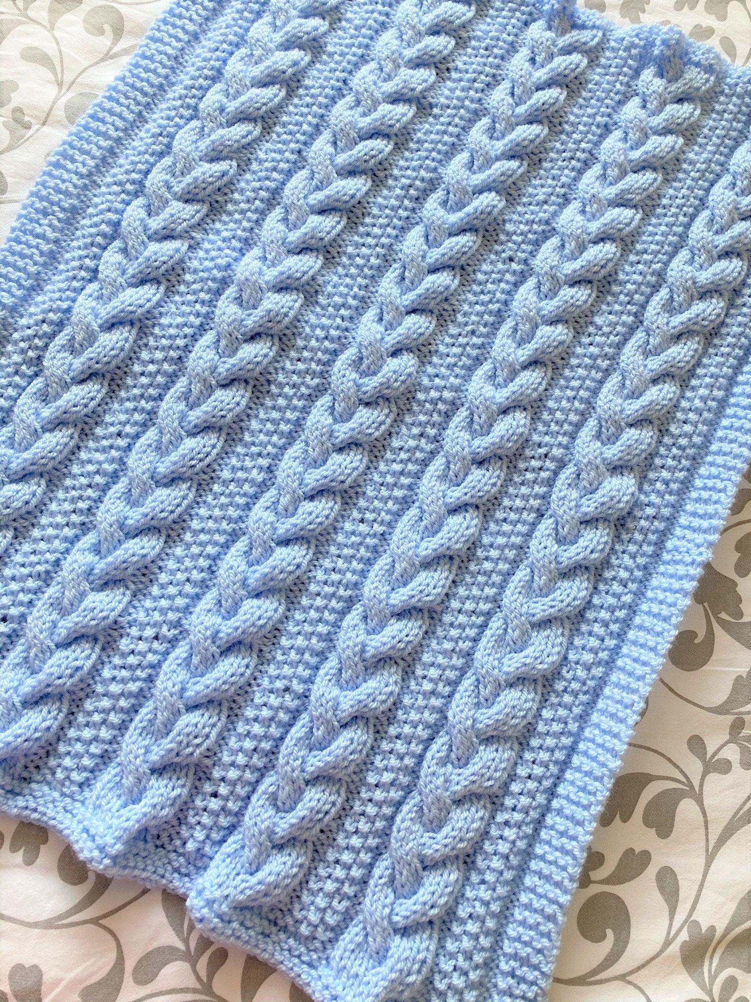 Knitting pattern ~ Braided Cable Baby Blanket ~  ENGLISH ~ PDF Download