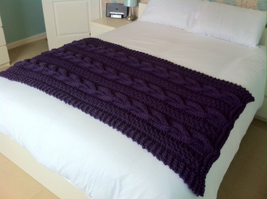 Knitting pattern ~ Braided Cable Chunky Blanket / Throw ~ ENGLISH ~ PDF Download