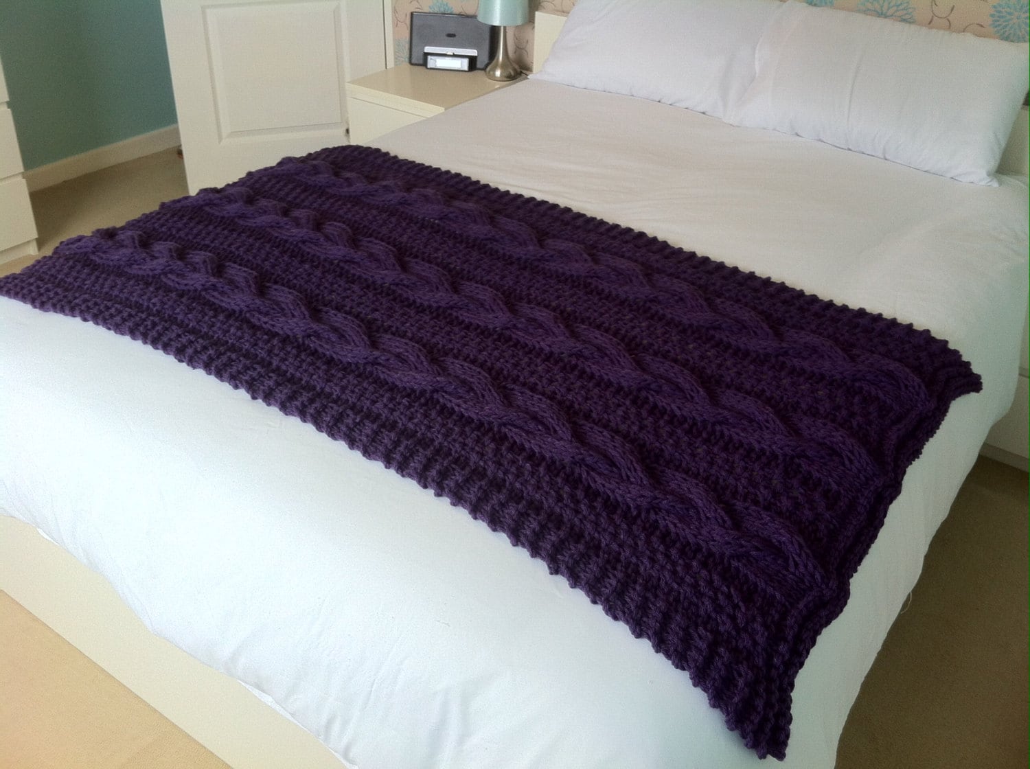 Knitting pattern ~ Braided Cable Chunky Blanket / Throw ~ ENGLISH ~ PDF Download