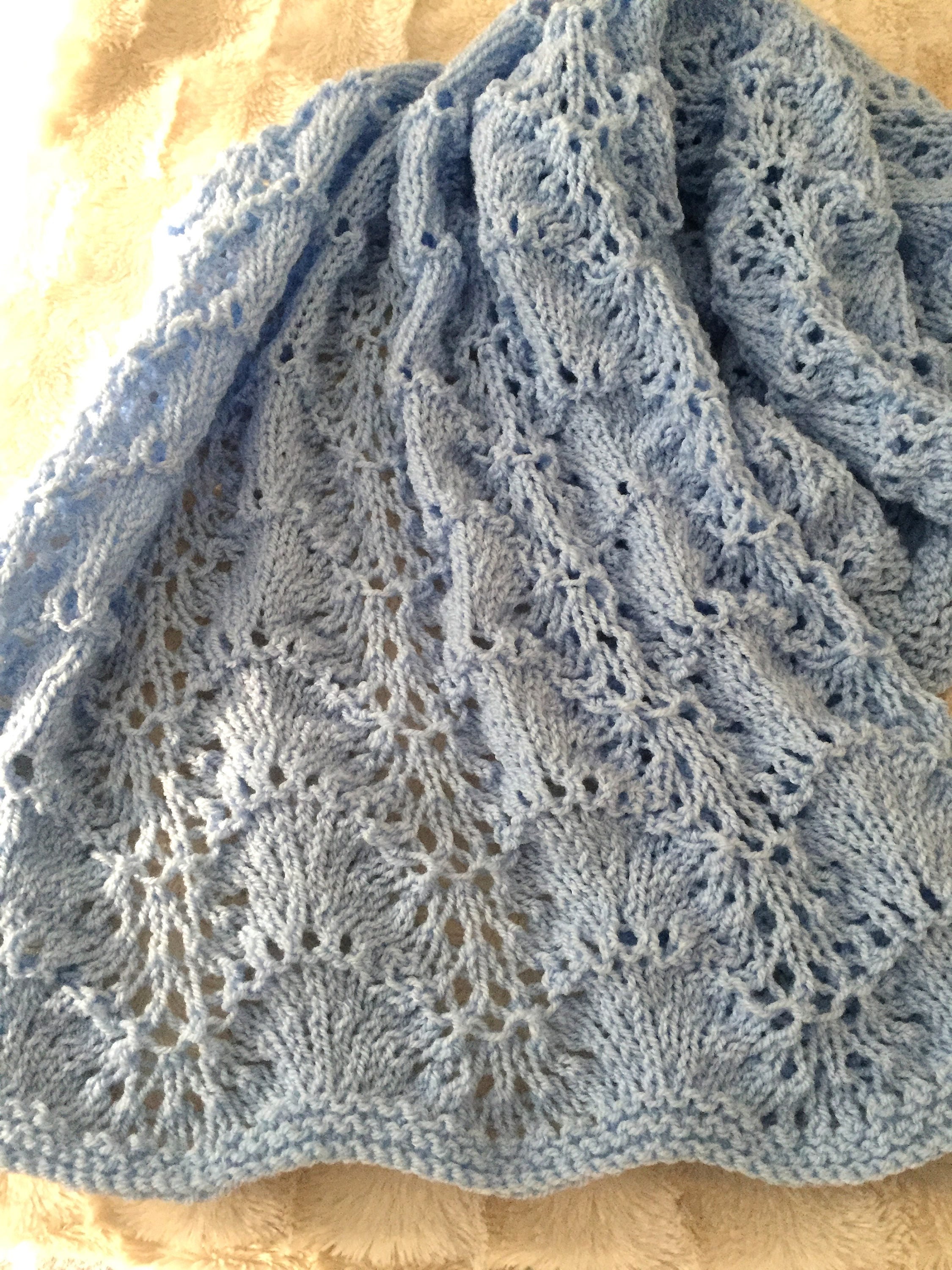 Knitting pattern ~ Shells & Lace Baby Blanket ~ ENGLISH ~ PDF Download