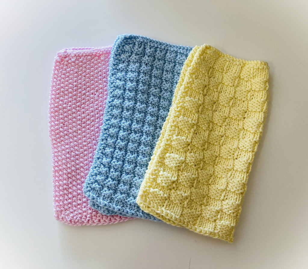 Knitting pattern ~  Cotton Kitchen Cloths / Dishcloths ~ 3 Designs ~ ENGLISH ~  PDF Download