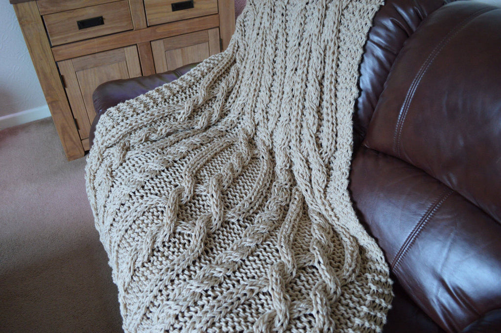 Knitting pattern ~ Snuggly Cable Blanket / Throw. ~ ENGLISH ~  PDF Download