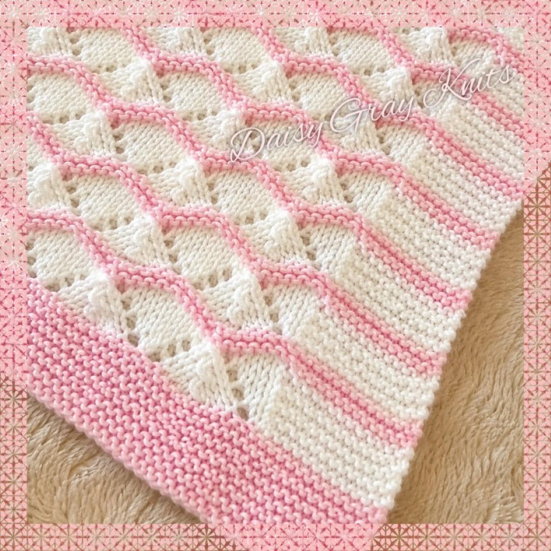 Knitting pattern ~ Dara Baby Blanket in DK Yarn ~ ENGLISH ~ PDF Download