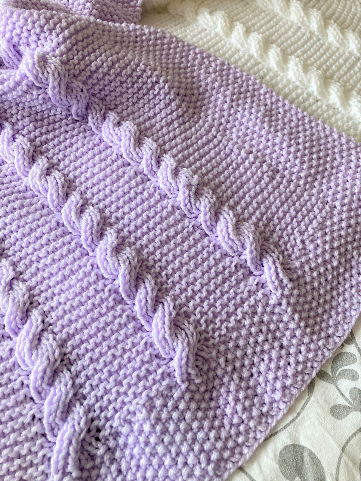 Knitting pattern ~ Reversible Cable Baby Blanket ~Easy to Knit ~ ENGLISH ~  PDF Download