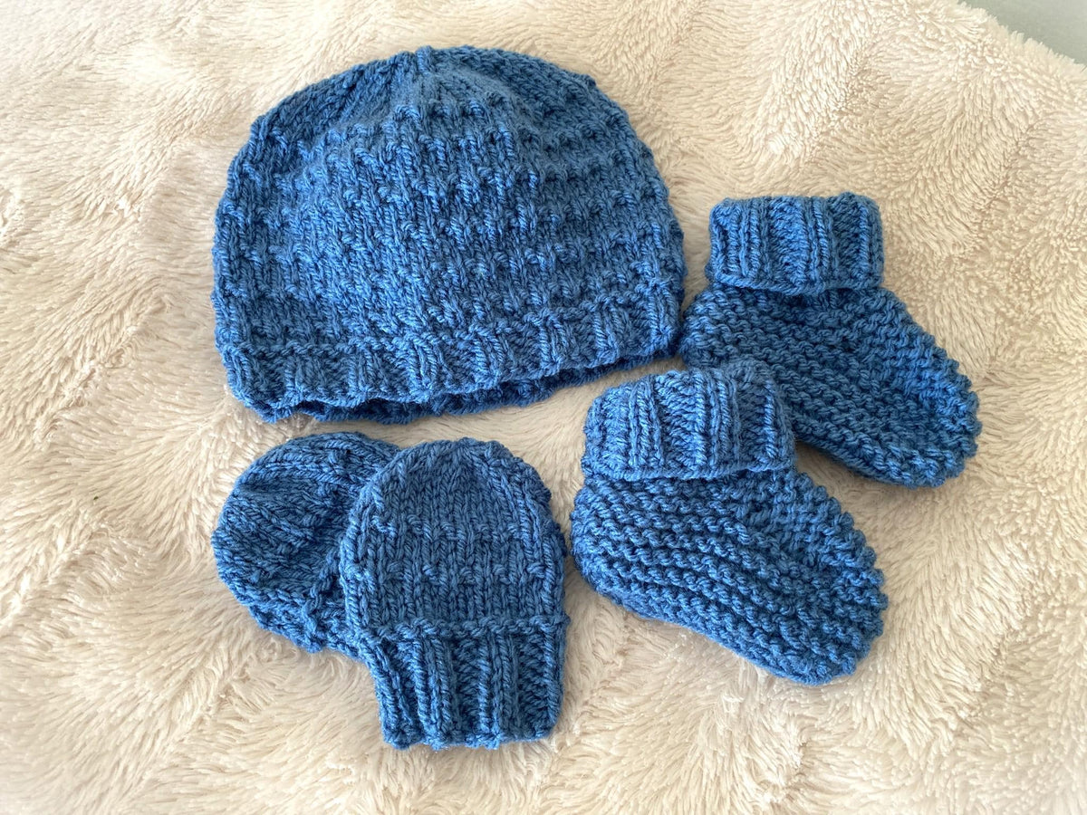 Knitting pattern ~ Idris New Baby Set /  Hat , Mittens and Bootees ~ ENGLISH ~ PDF Download