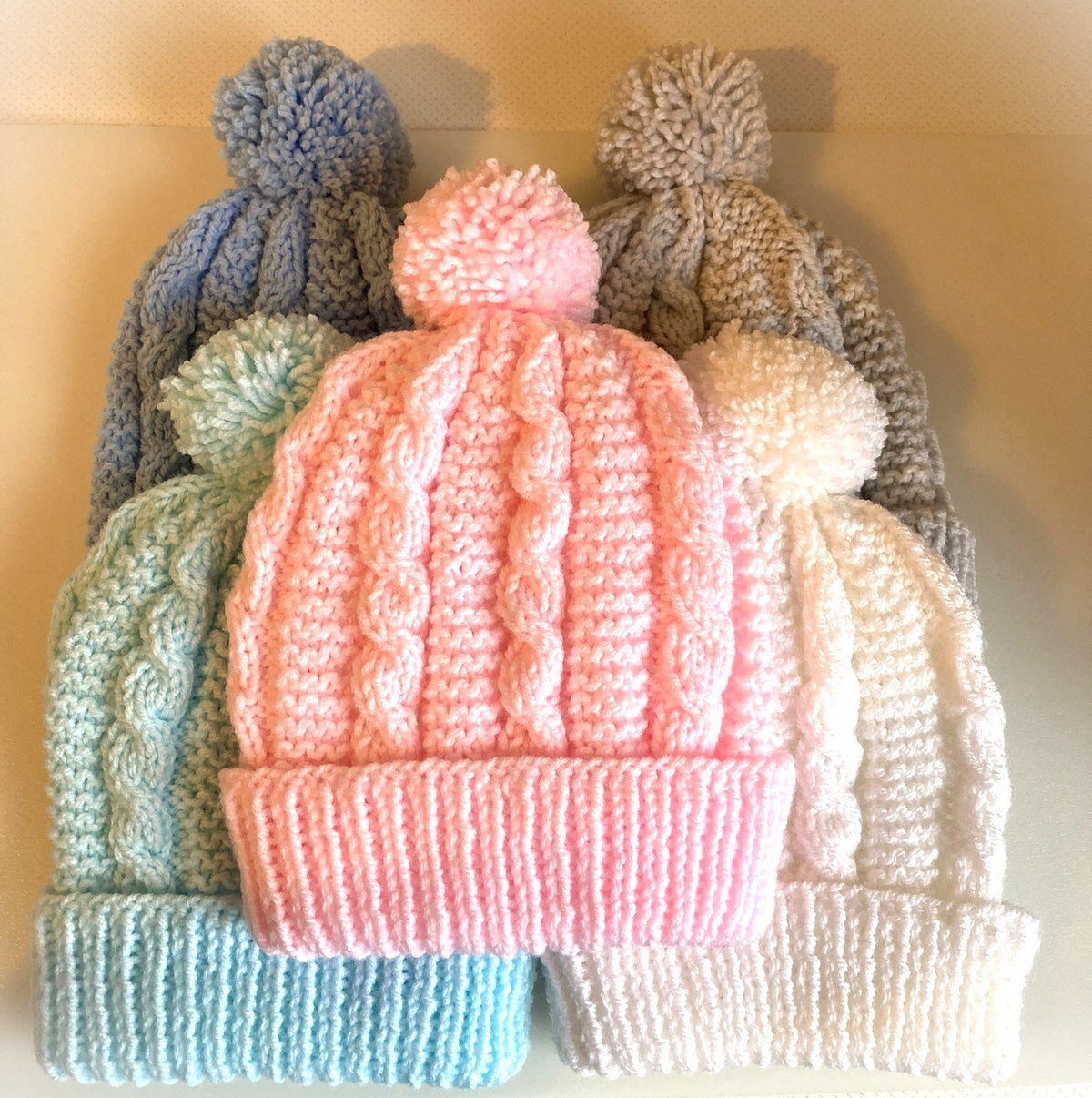 Knitting pattern ~ Cables & Garter Pom-Pom Hat ~ Ladies ~Knitting pattern ~ ENGLISH ~ PDF Download