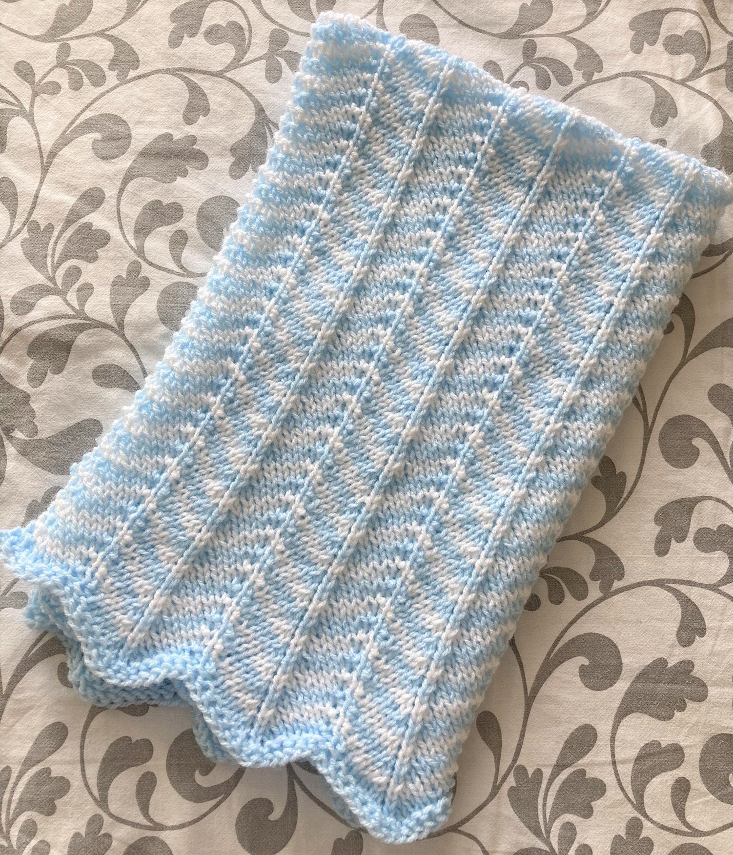 Knitting Pattern ~ Arlo Baby Blanket in DK ~ Chevron Design ~  ENGLISH ~ PDF Download