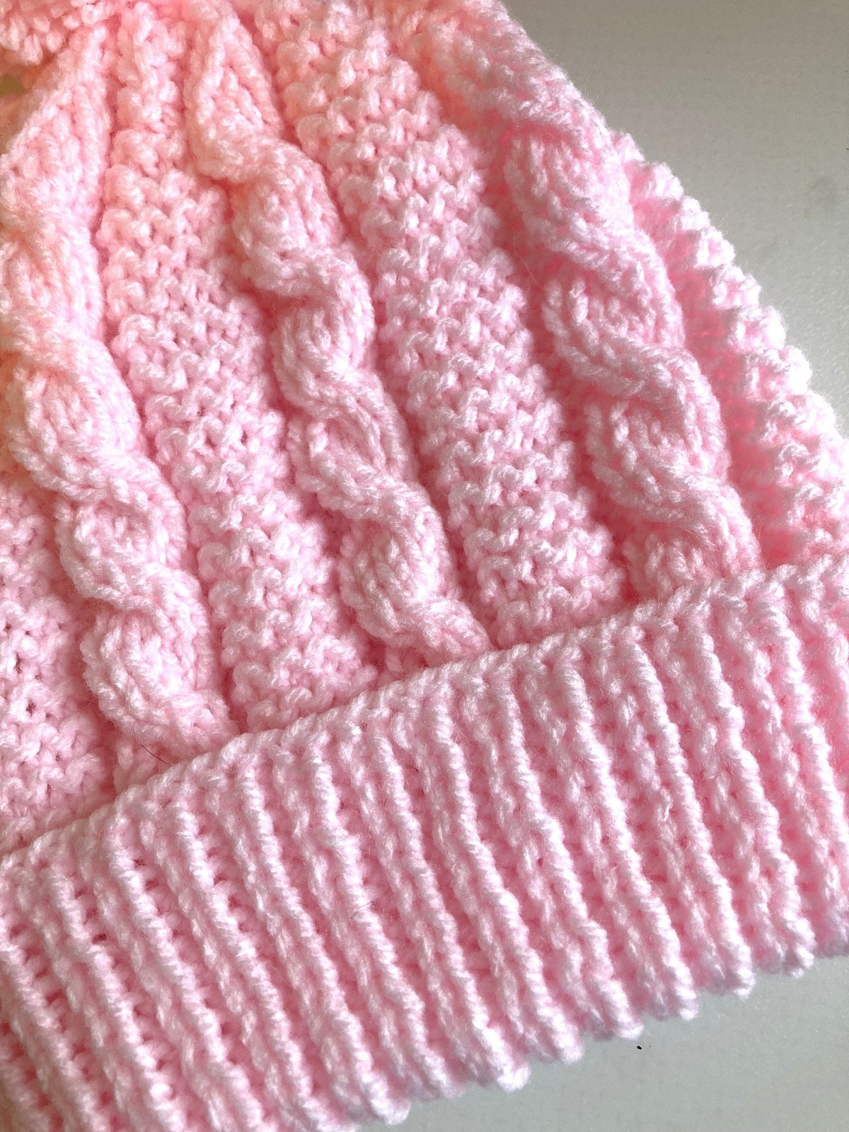 Knitting pattern ~ Cables & Garter Pom-Pom Hat ~ Ladies ~Knitting pattern ~ ENGLISH ~ PDF Download